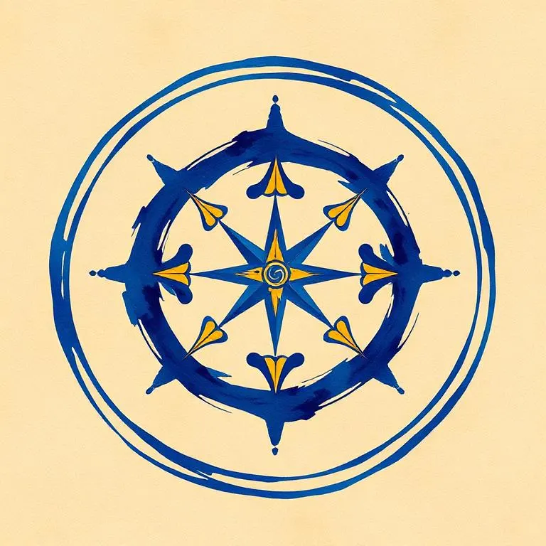 Stylized ink monogram badge in a manga style