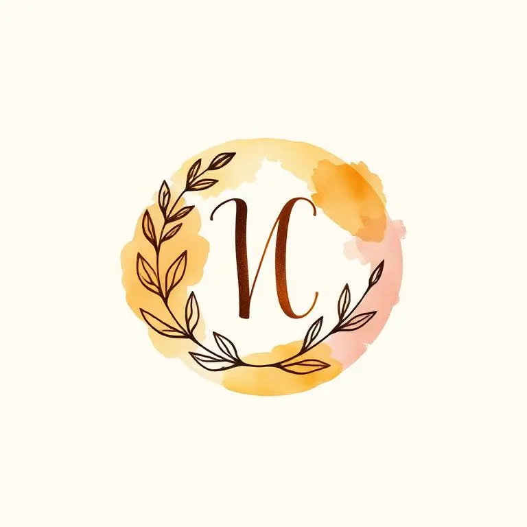 Stylized ink monogram badge in a watercolour style