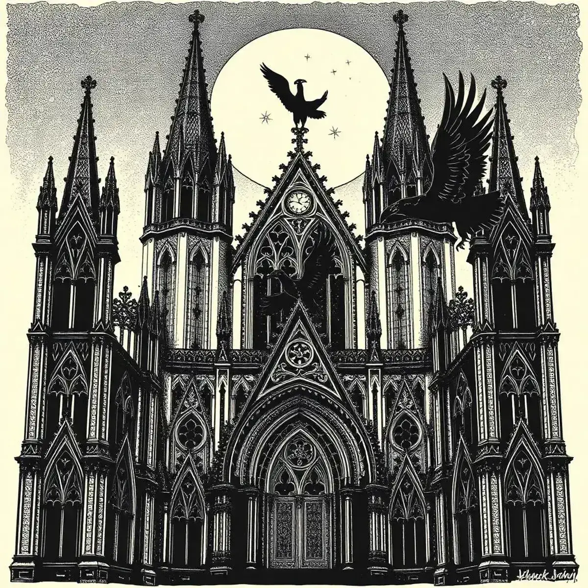 Blackwork & Gothic illustration sample