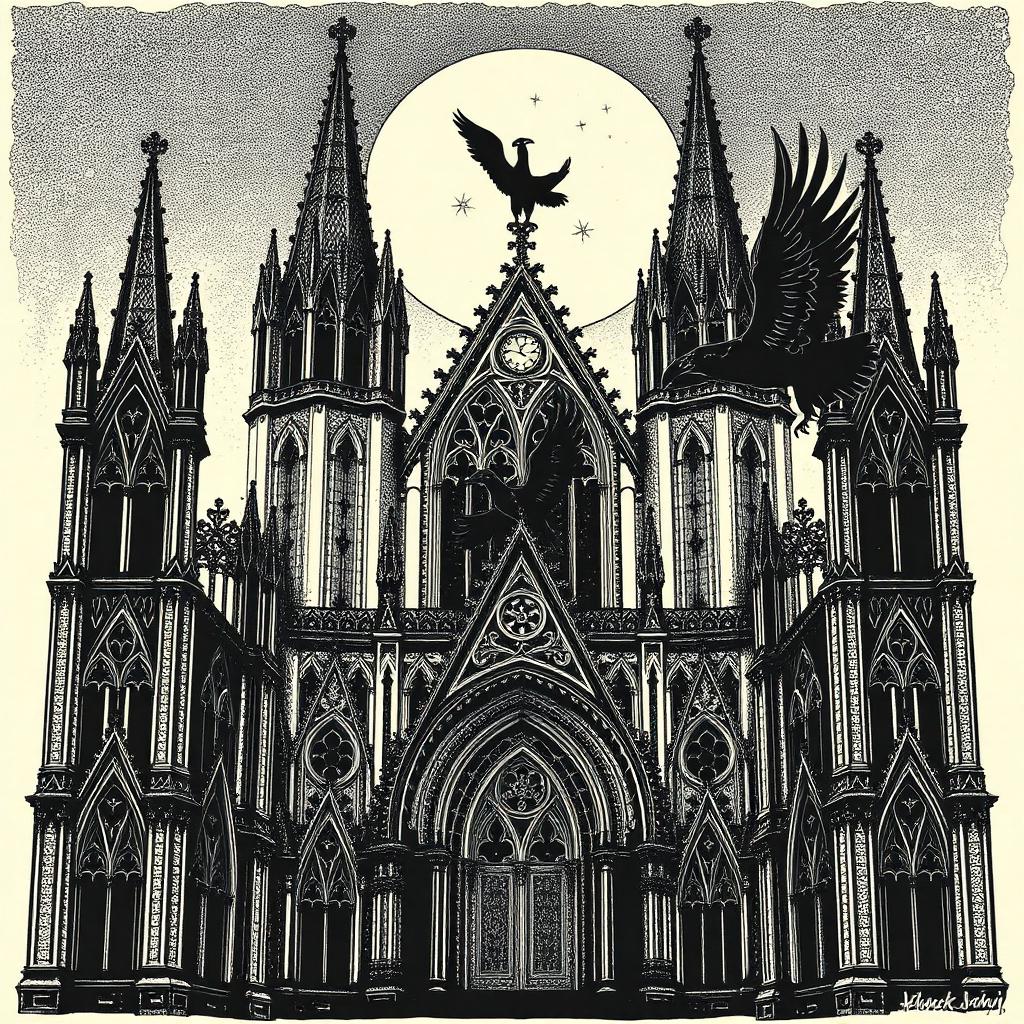 Blackwork & Gothic illustration sample
