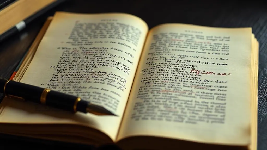 An open manuscript page with handwritten editing notes